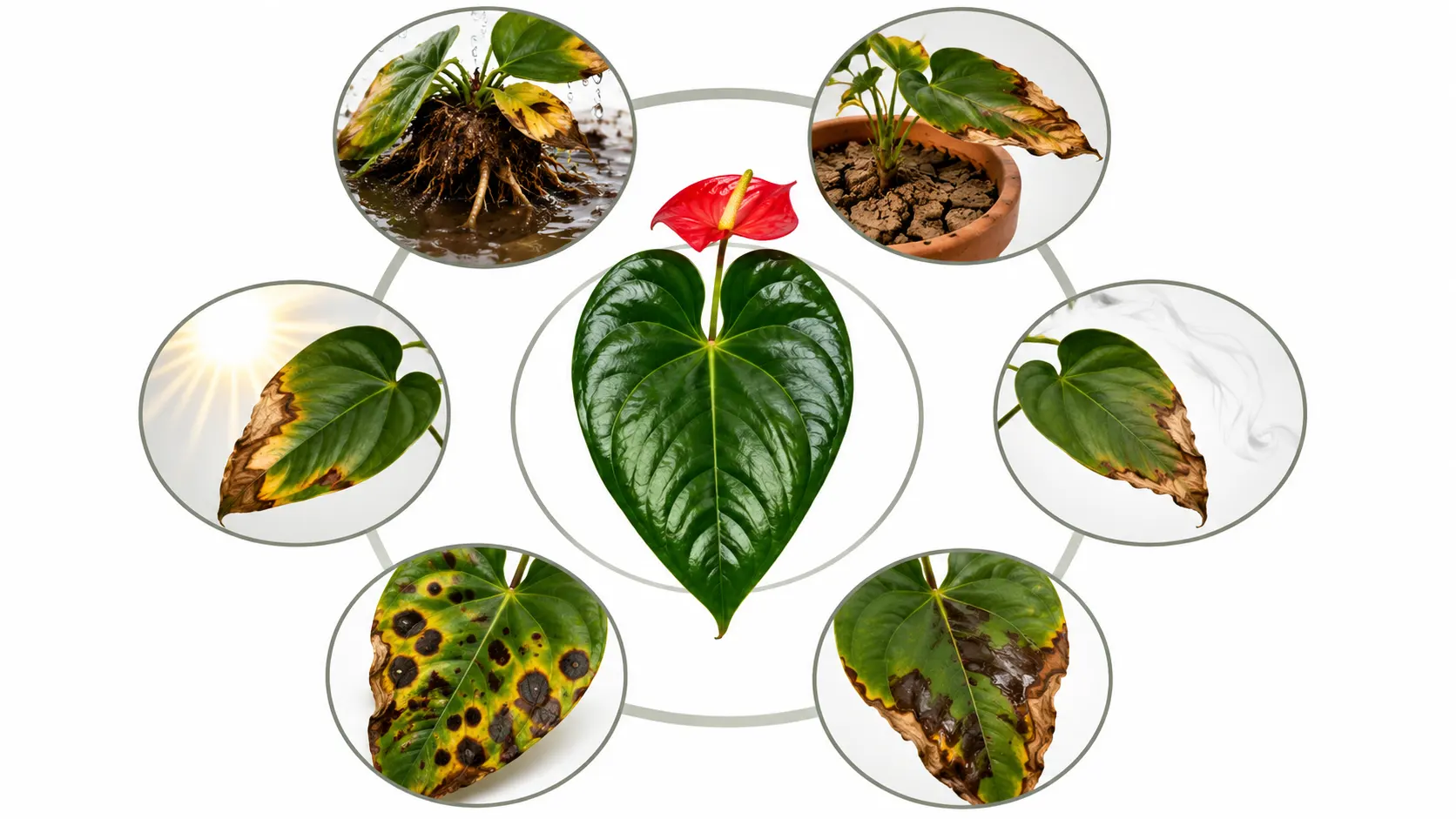 brown spots on anthurium leaves