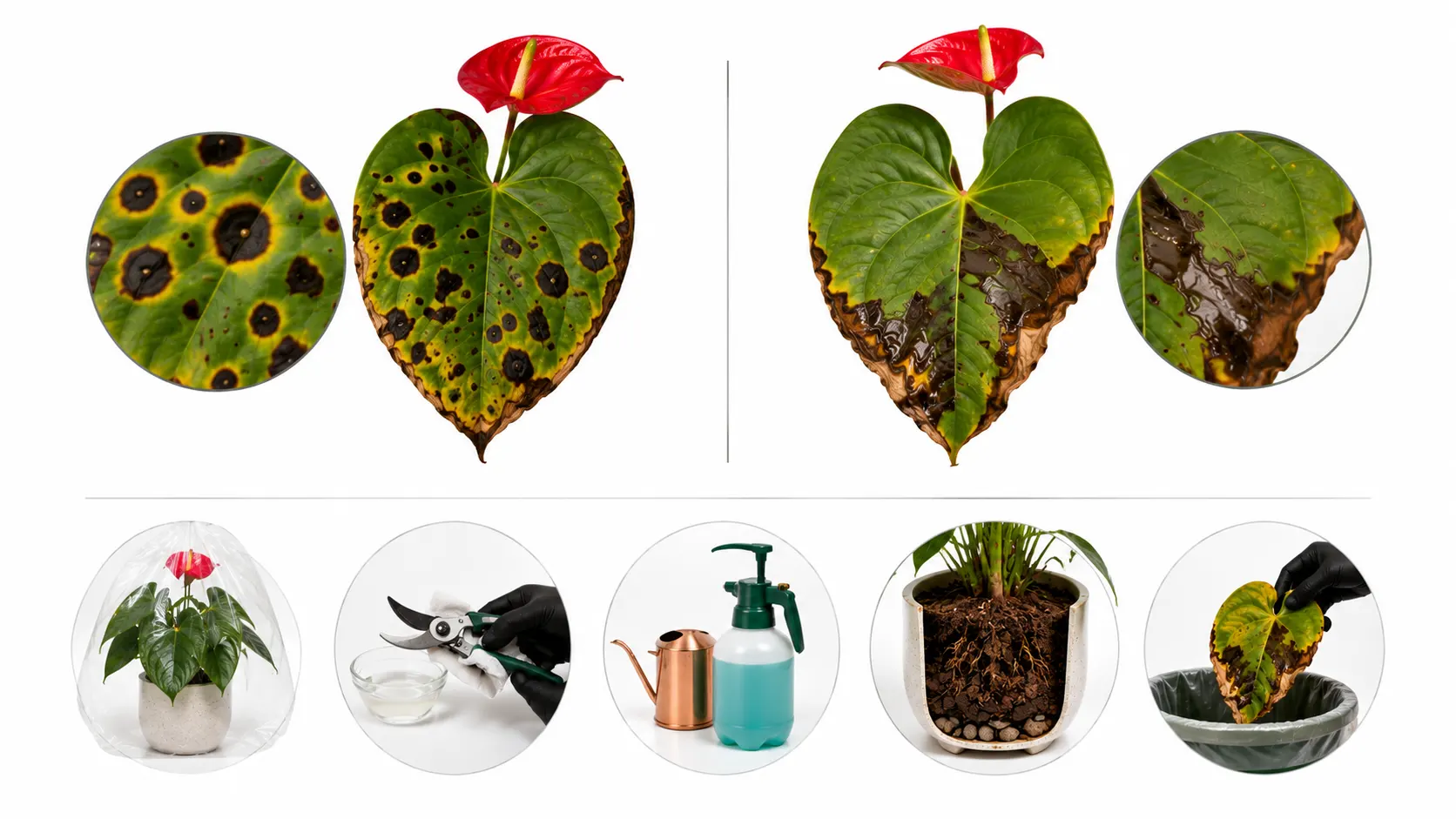 brown spots on anthurium leaves