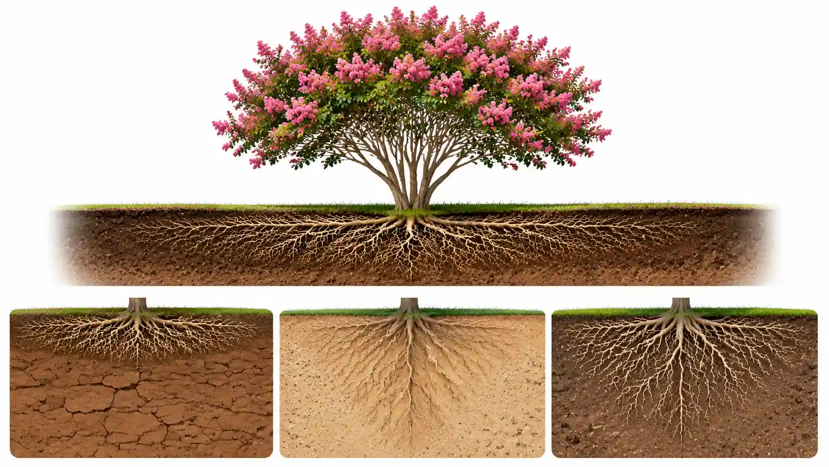 how deep are crepe myrtle roots