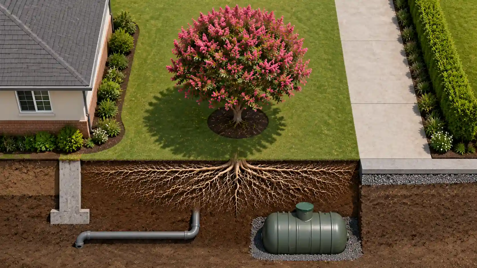 how deep are crepe myrtle roots