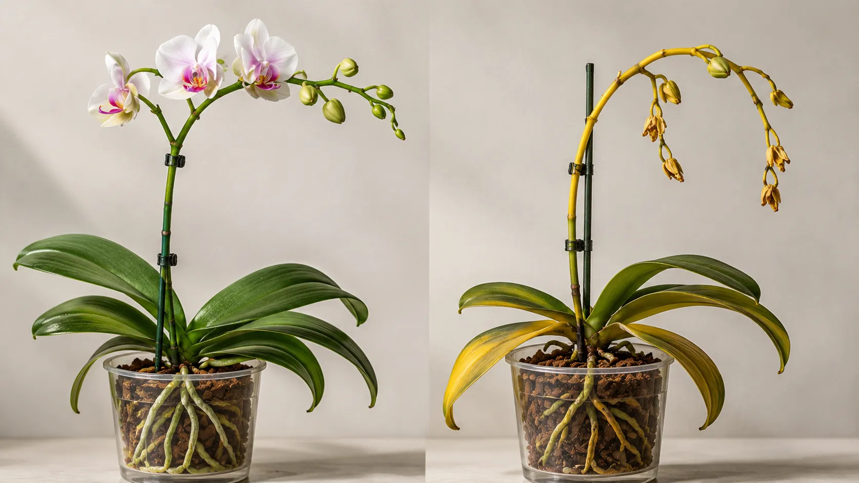 orchid stem turning yellow