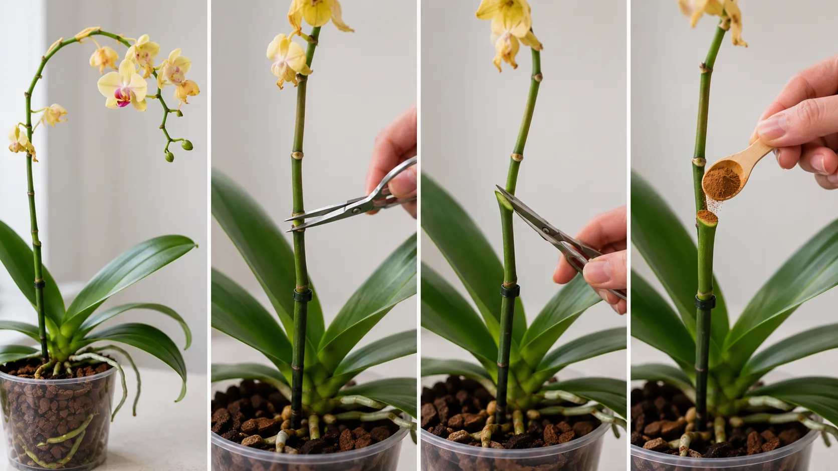orchid stem turning yellow