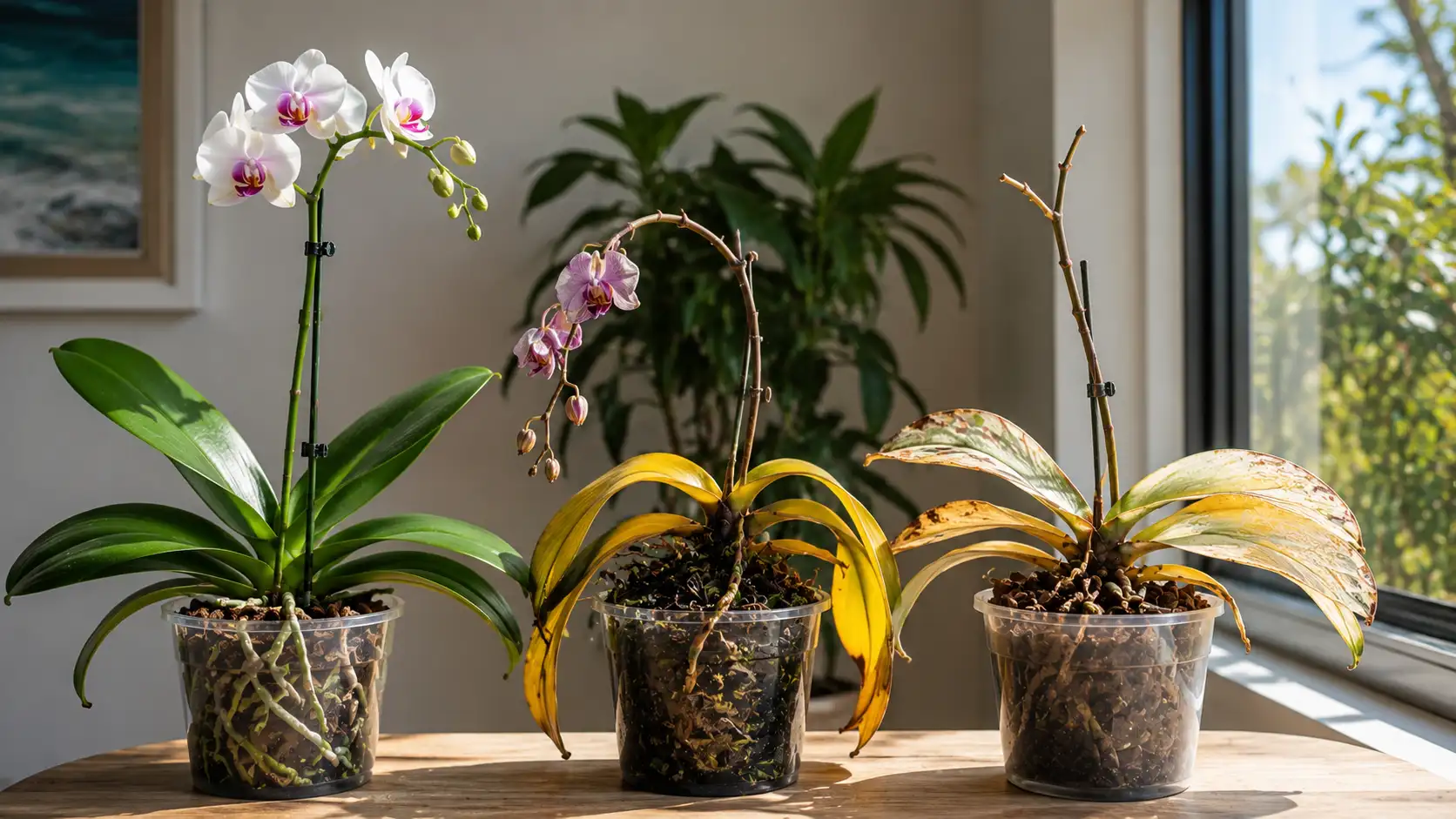 orchid stem turning yellow