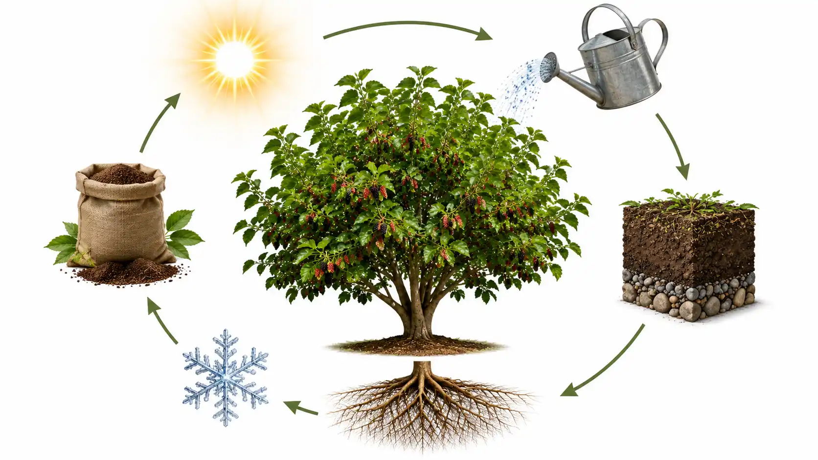 when do mulberry trees fruit
