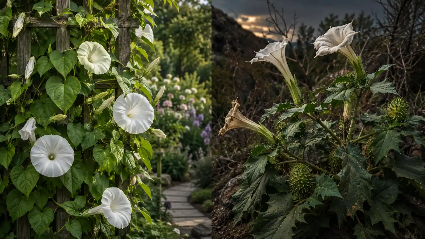 blue moonflower at night