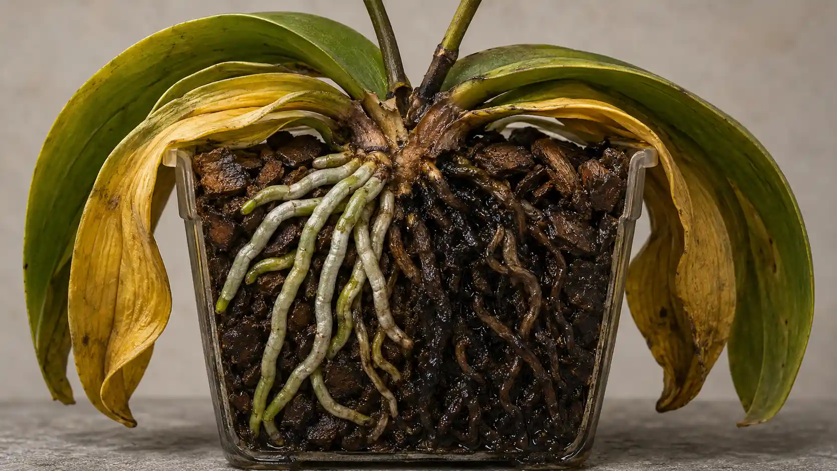 orchid stem turning brown