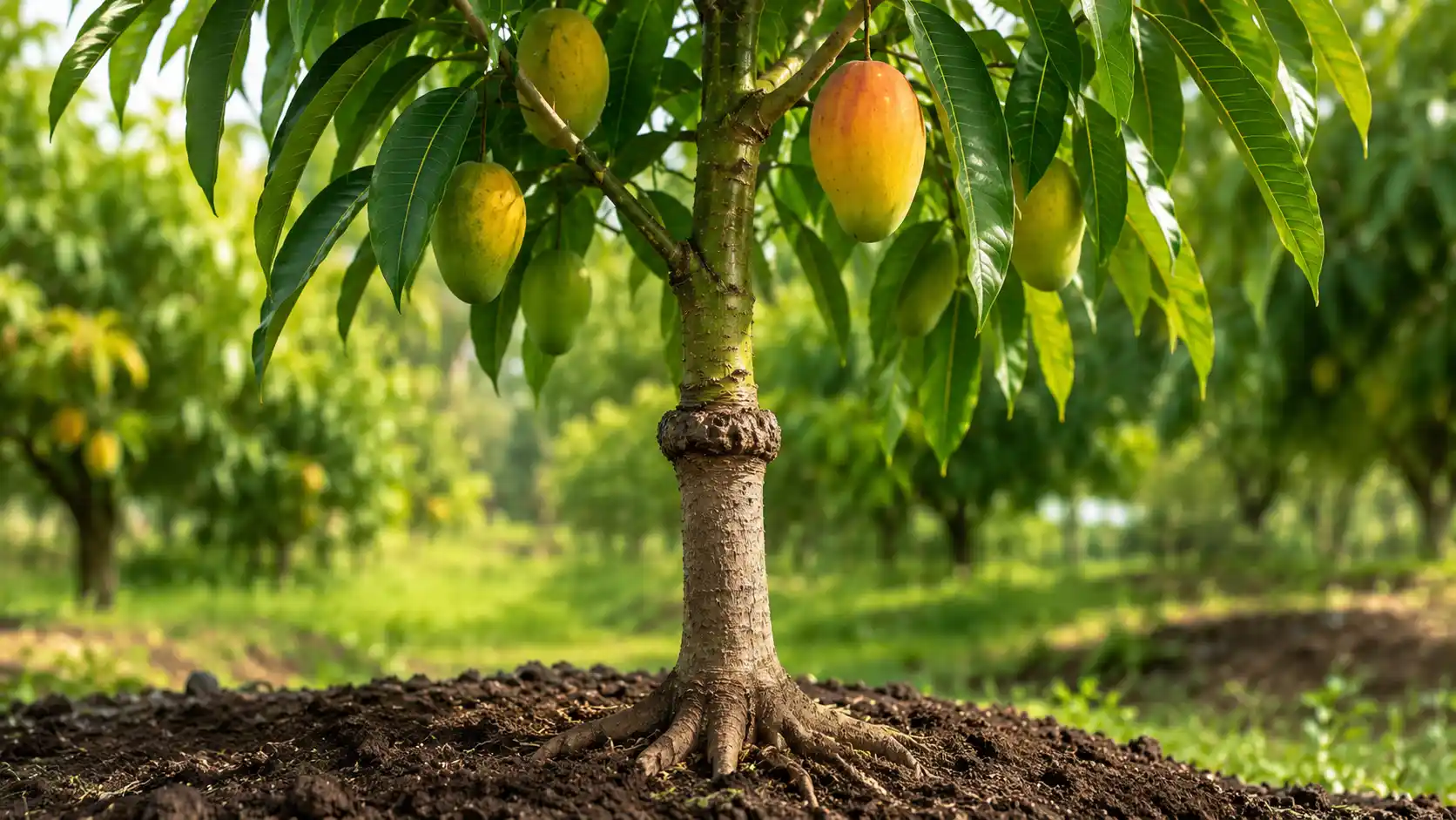 small mango tree with fruits