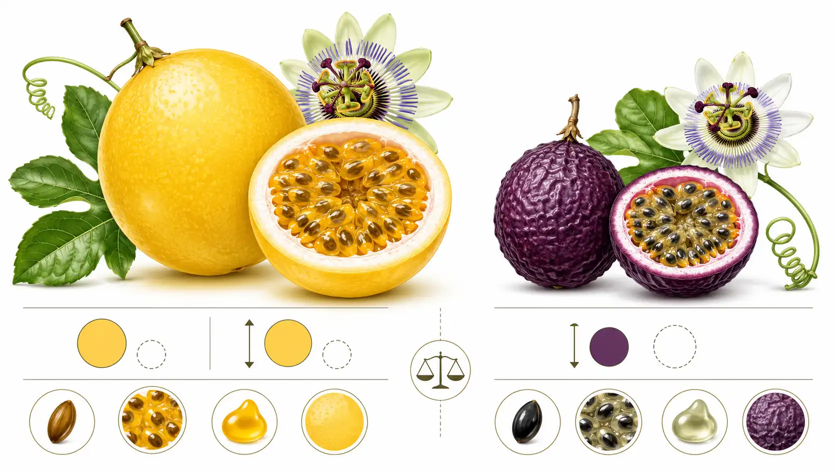 yellow passion fruit vs purple