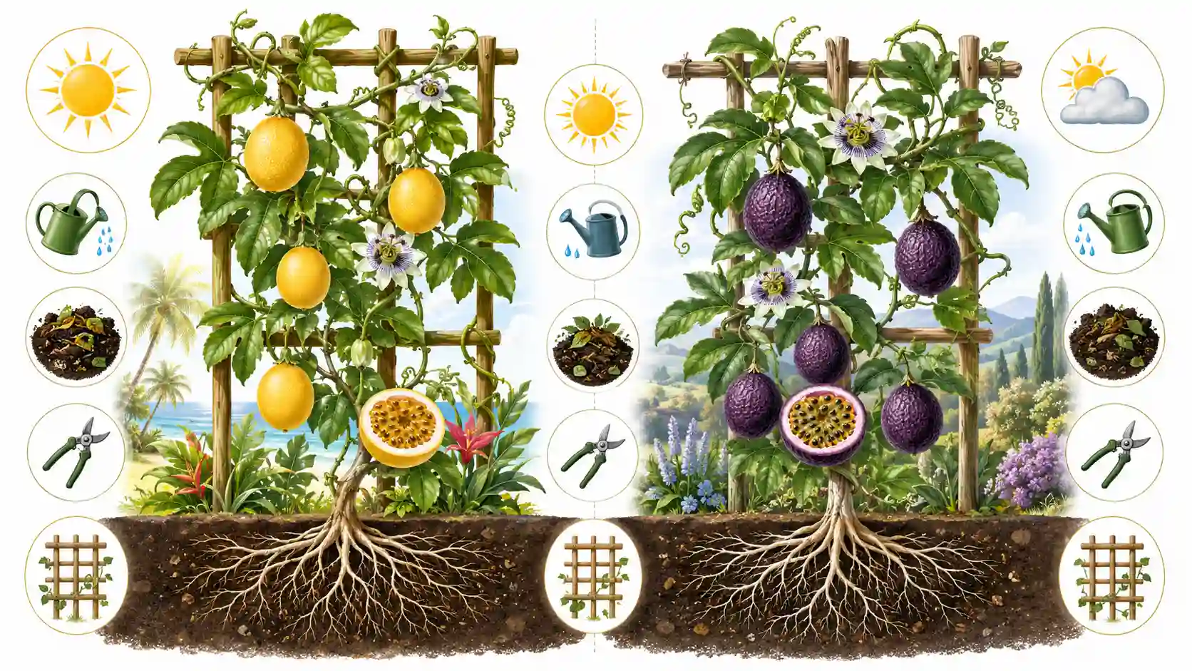 yellow passion fruit vs purple