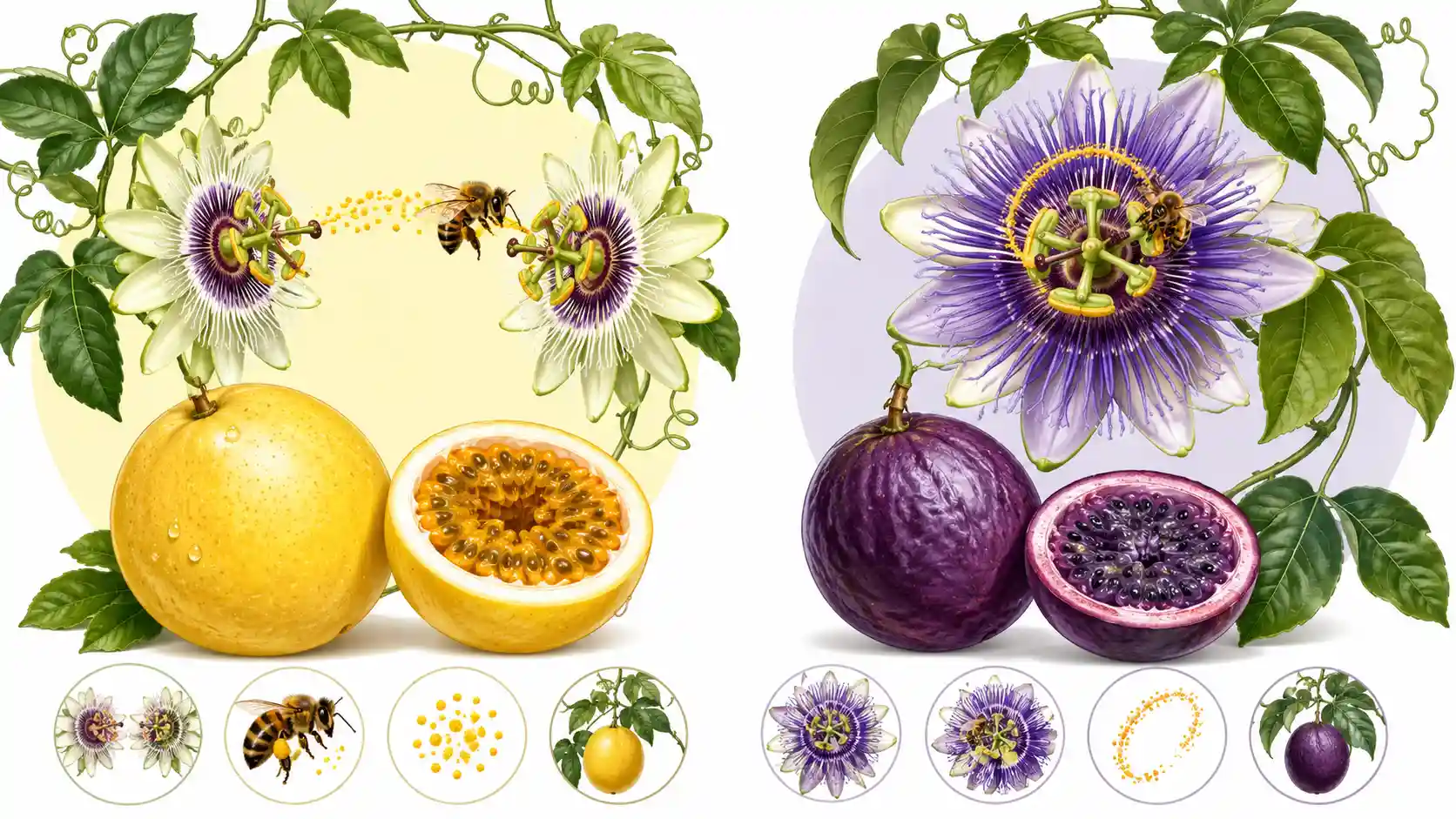 yellow passion fruit vs purple