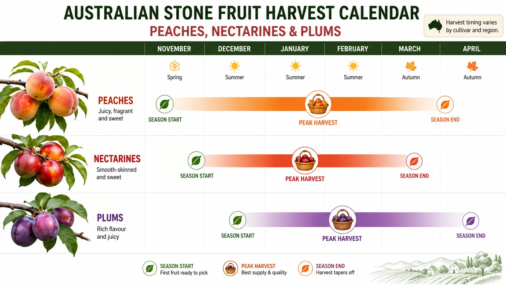 When to harvest fruit trees Australia