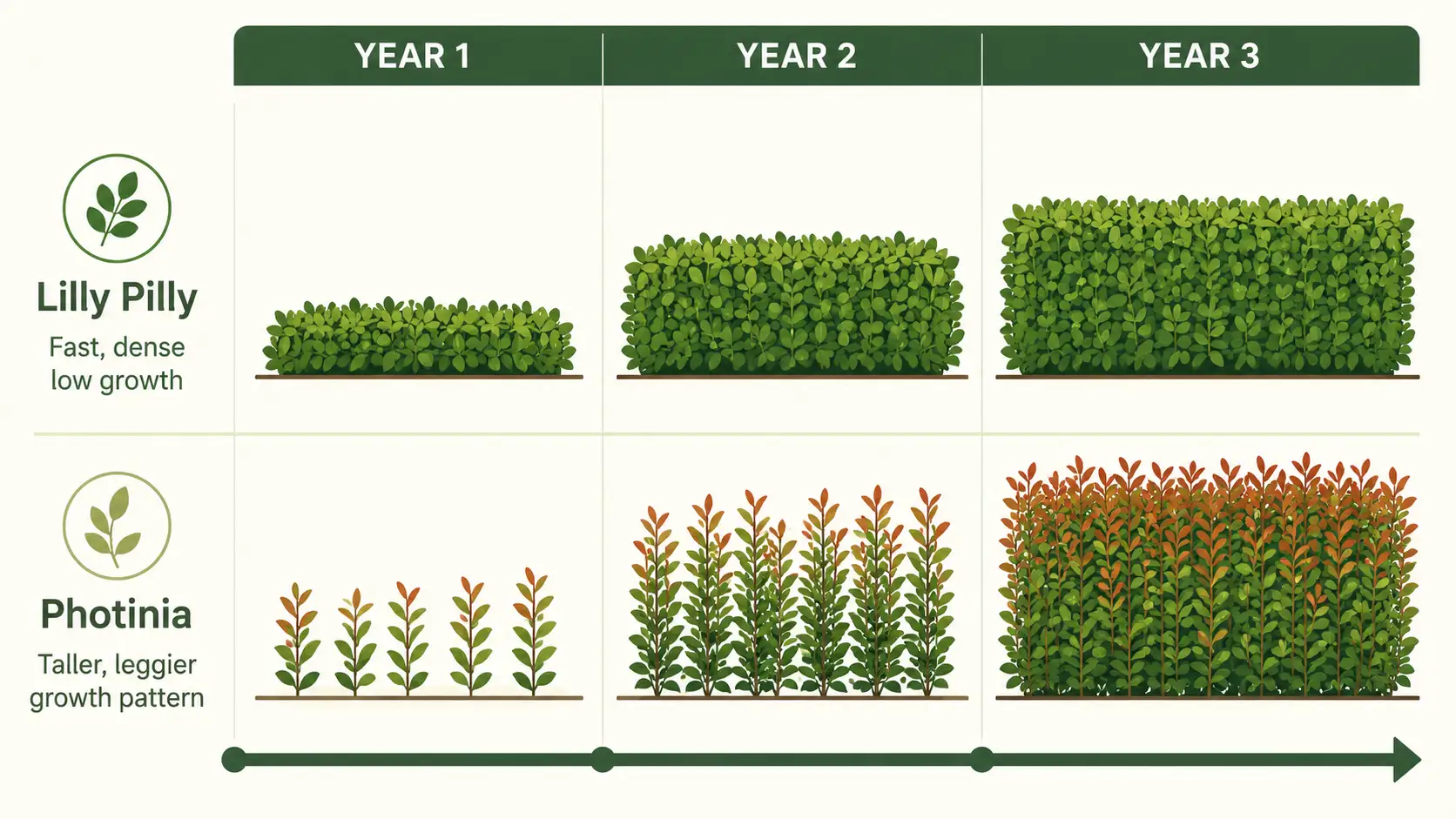 lilly pilly vs photinia hedge comparison