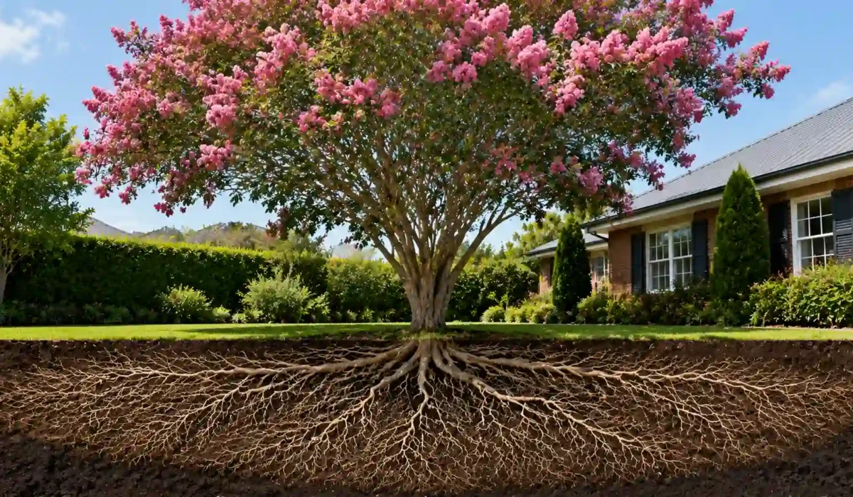 how deep are crepe myrtle roots