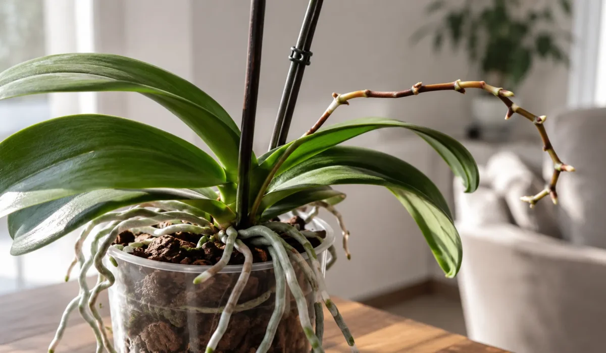 orchid stem turning brown