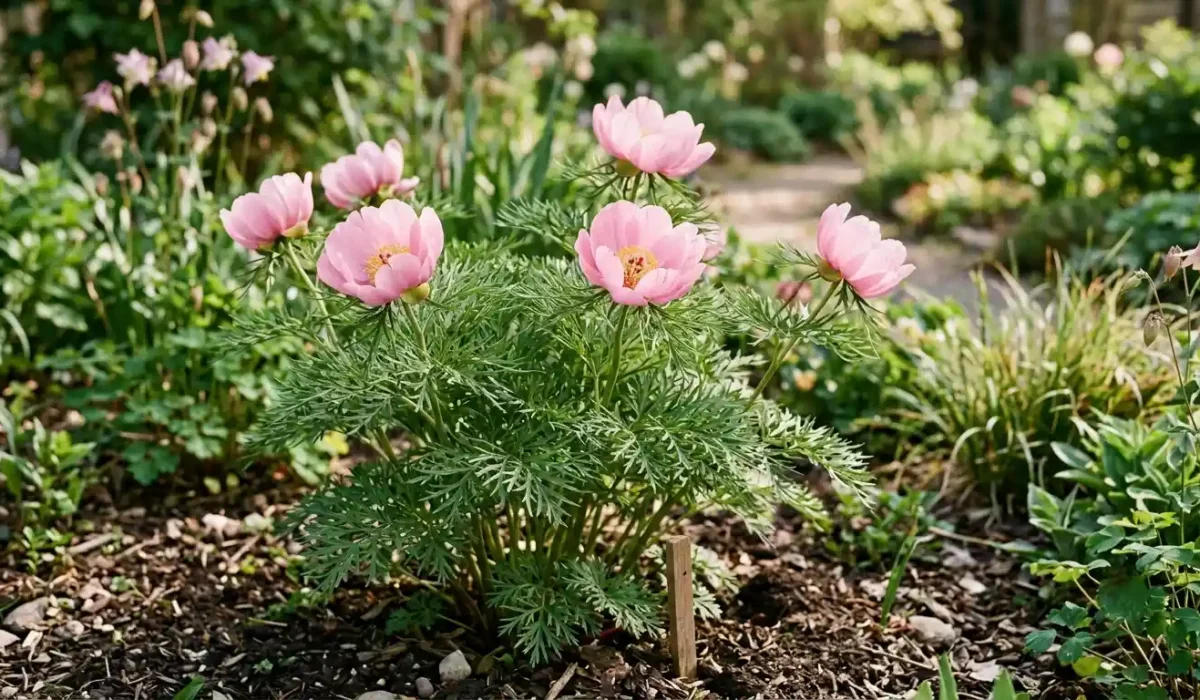 pink fern leaf peony