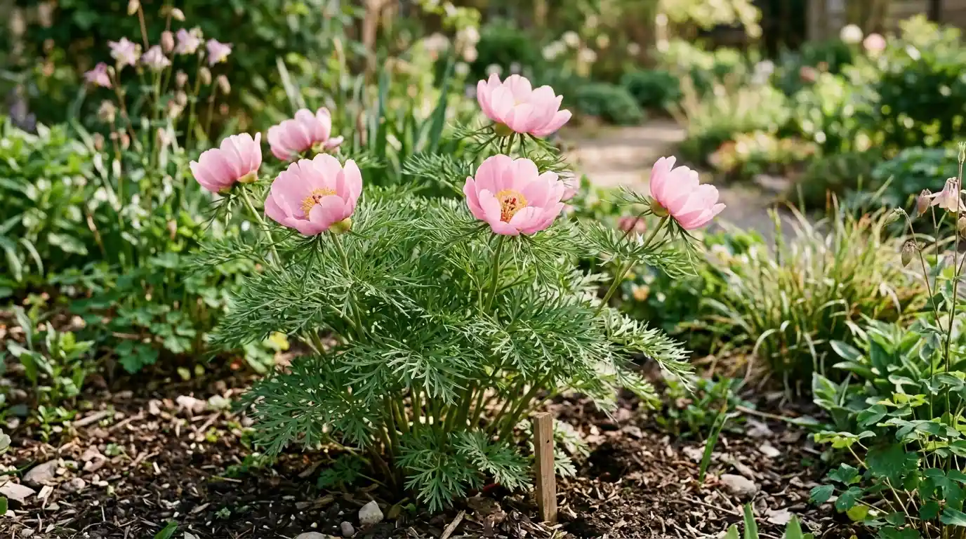 pink fern leaf peony
